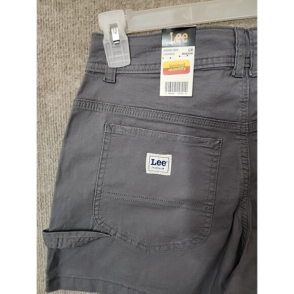 Lee Legendary Carpenter Shorts Womens 6 Gray Hammer Loop Cotton Stretch NEW - Picture 6 of 9